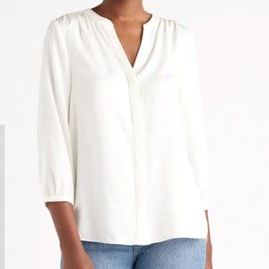 Quince Washable Stretch Silk Pleat Back Blouse